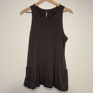 Free People Brittany Peplum Tank Mini Dress Small Charcoal Gray Sleeveless